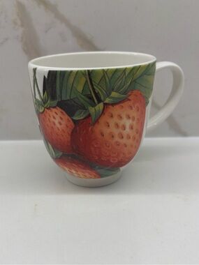 New Rare Portmeirion Eden Fruits Strawberries and Floral Blossoms Ceramic Mug